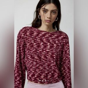 NWT URBAN RENEWAL Remnants Marled Chenille Drippy Sleeve Sweater in Red XL